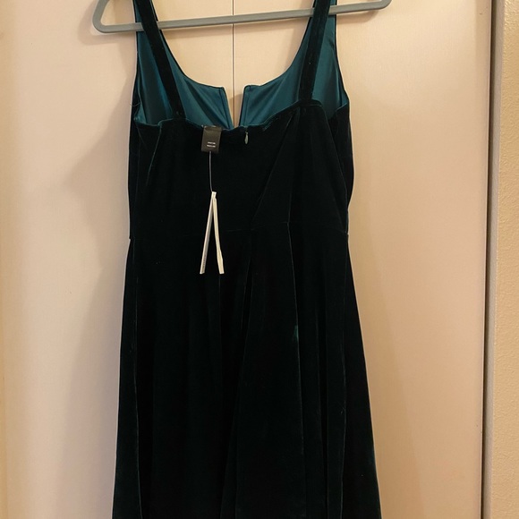 NWT Bloomingdale’s Aqua Velvet Velour Notch Neck Green Holiday Dress Large L - Picture 5 of 6